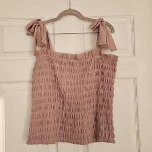 Anthropologie Mauve Smocked Camisole
